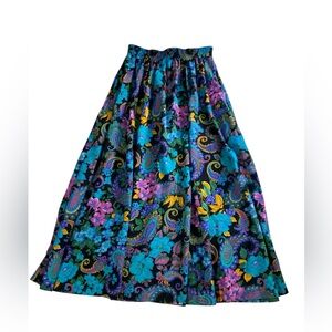 Vintage Laurissa 90s Y2K Blue Purple Floral Paisley Midi/Maxi Skirt Whimsigoth